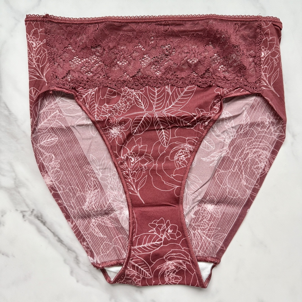 NWT SOMA VANISHING EDGE MICROFIBER WITH LACE HIGH-LEG BRIEF PANTY IN MYSTIC GARD